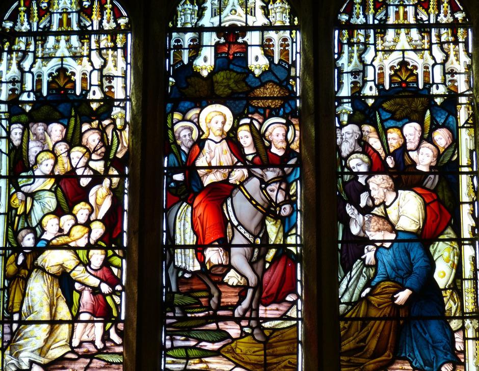 Isus na magarcu, prikaz na vitraju | Author: pxhere