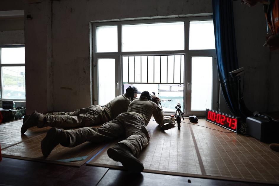 URUMQI, CHINA - JULY 17: Participants from the United Arab Emirates compete in the Sharp Blade-2025 International Sniper