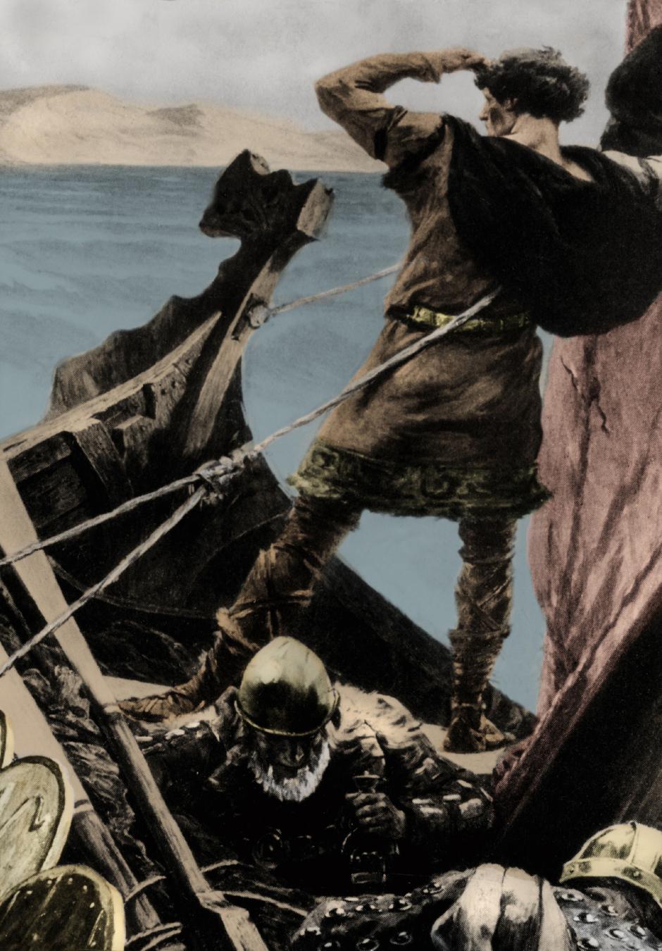 Erik Thorwaldson "the Red", circa 950 - circa 1006, Norwegian navigator, discoverng Greenland, 982, illustration, 19th century, later coloured, , | Author: Profimedia