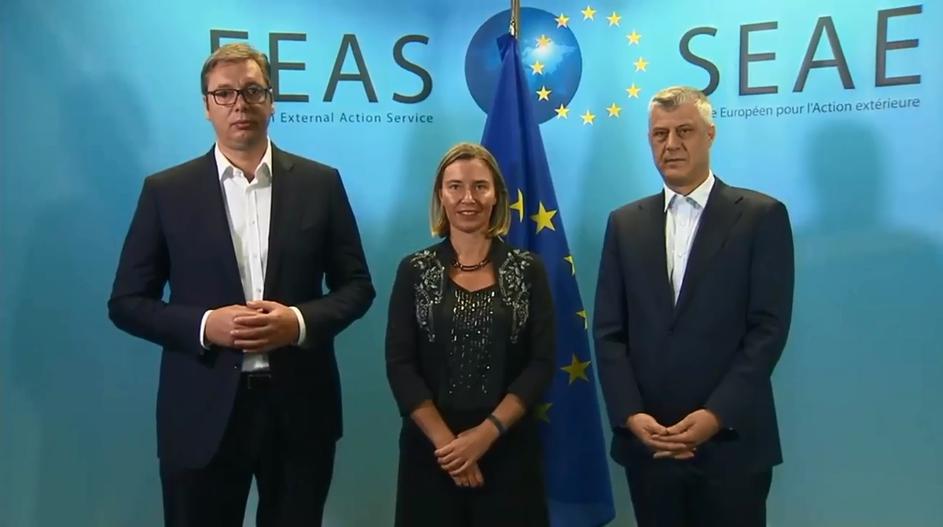 Hašim Tači, Aleksandar Vučić i Federica Mogherini