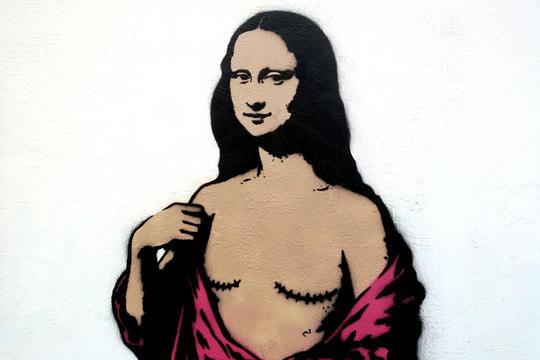 Mona Lisa With Mastectomy, The Mural By AleXsandro Palombo In Front Of The National Cancer Institute
