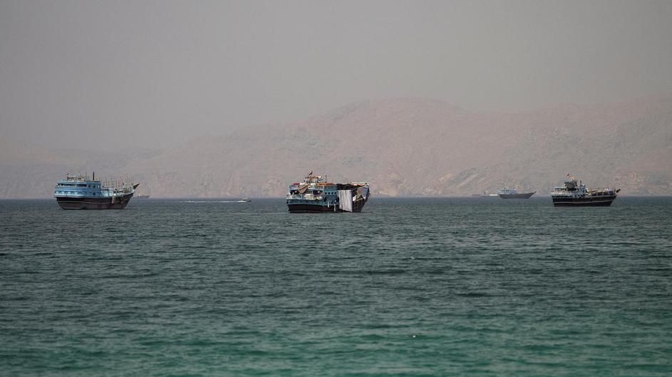 Vessels at the Strait of Hormuz, as seen from Musandam
