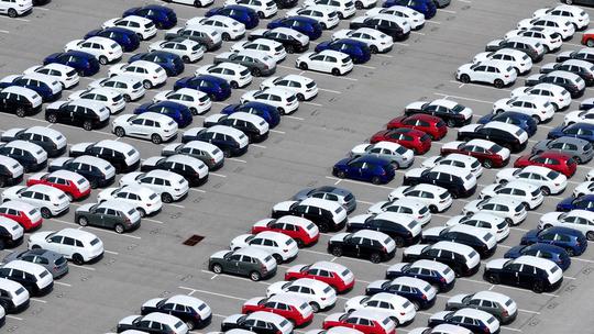 FILE PHOTO: Volkswagen vehicles, in Edgemere, on the day of US President Donald Trump's tariff announcements