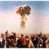 China: Workers and technicians at the Lop Nur Nuclear Weapons Test Base, Xinjiang, celebrate China's first nuclear bomb explosion, October 16, 1964