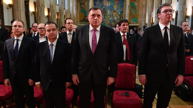 Milorad Dodik s Ivicom Dačićem i Aleksandrom Vučićem