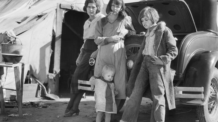 people, migrants, drought, transient, California, historical,