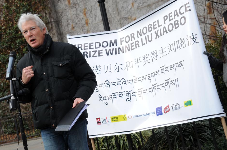 Richard Gere drži govor na prosvjedu za oslobađanje kineskog nobelovca Liu Xiaoboa | Author: Dennis Van Tine/Press Association/PIXSELL