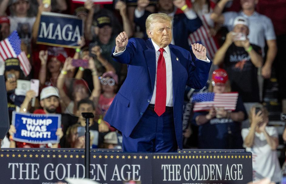 President Donald Trump celebrates 100 days in office in Michigan