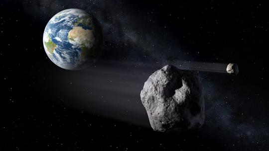 Ilustracija bliskog prolaska asteroida uz Zemlju