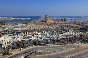 A picture shows destruction in the aftermath of a massive explosion in the Lebanese capital Beirut, Beirut, Lebanon - 22 May 2012