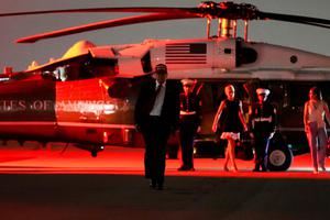 U.S. President Donald Trump arrives at Miami International Airport