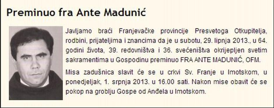 Fra Ante Madunić | Author: Screenshot
