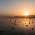 FILE PHOTO: A drone view of vessles anchored in the Strait of Hormuz as seen from Musandam