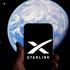 The Starlink logo is seen on a mobile device with an grahpic illustration of planet Earth in this illustration photo in Warsaw, Poland on 21 September