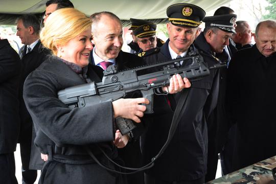 Predsjednica Kolinda Grabar Kitarović na prisezi vojnika u Požegi, 11. ožujka 2017.