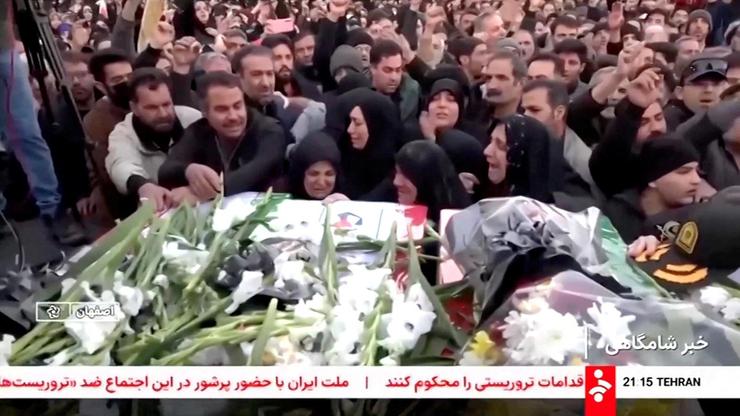 Funeral procession for security forces, civilians said to be killed in protests