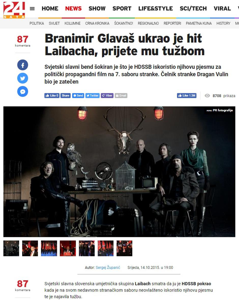Branimir Glavaš ukrao pjesmu Laibachu | Author: 24sata.hr