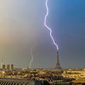 Paris Eiffel Tower thunderstorm