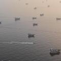 A drone view shows vessels in the Strait of Hormuz, as seen from Musandam