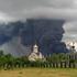 Smoke rises from an oil refinery following a Ukrainian drone attack in Moscow