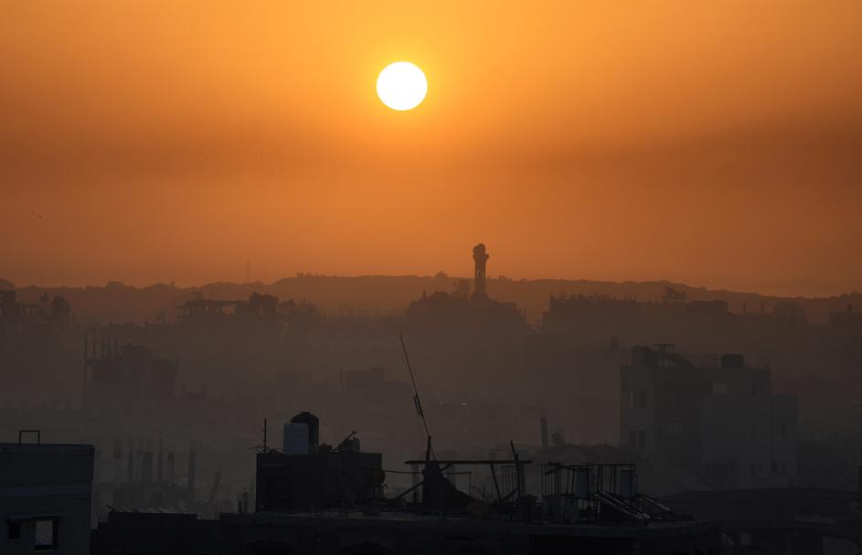 View of Gaza City at sunrise