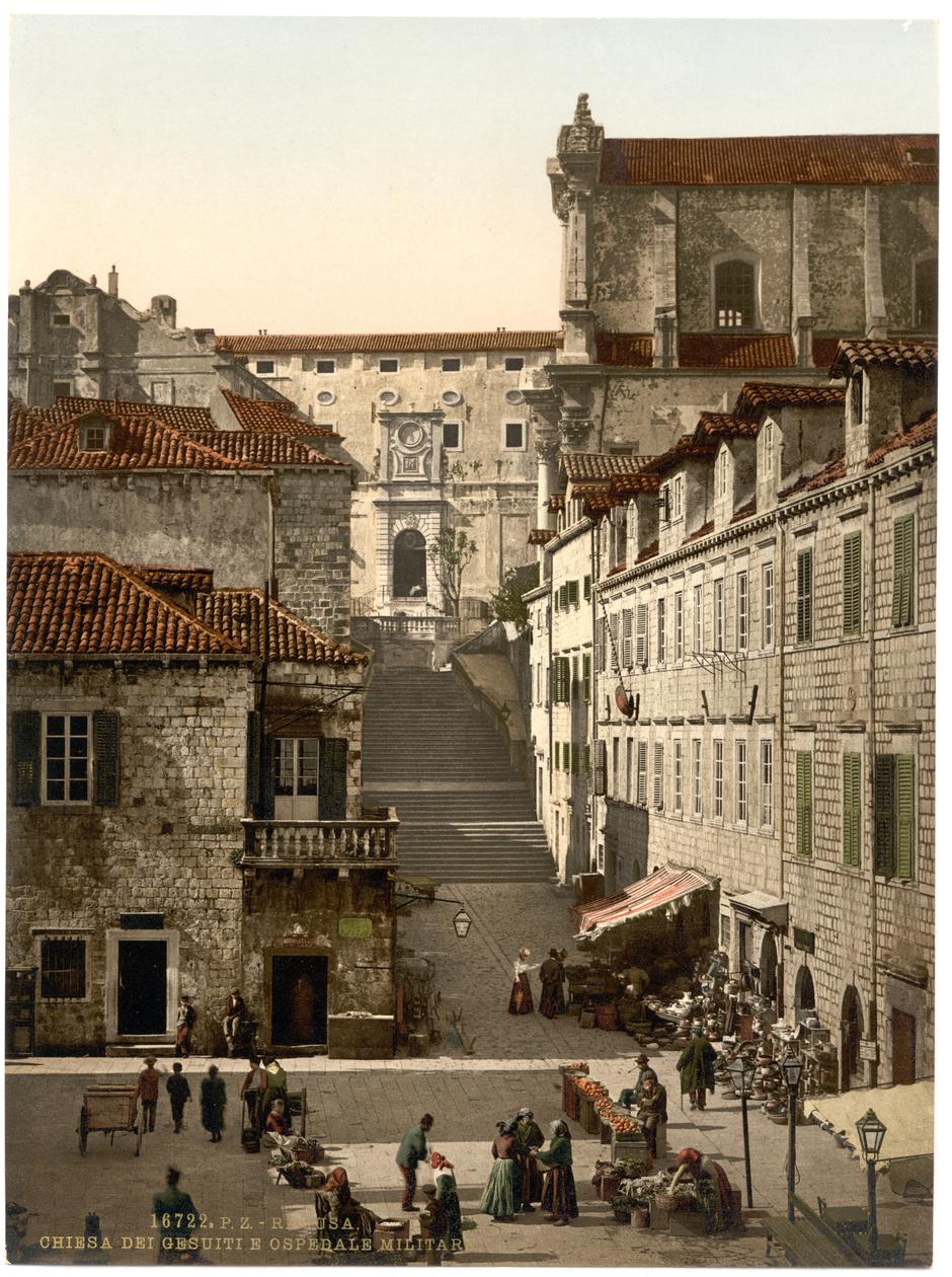 Dubrovnik, Kirche Sv. Ignacije und Militärhosp. / Photochrom | Author: Profimedia