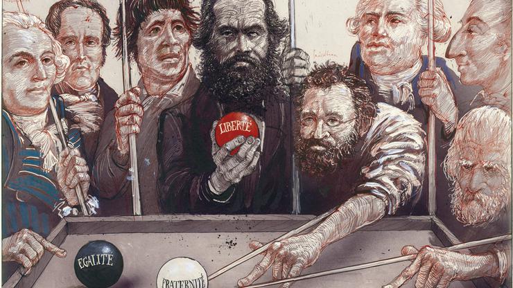 Karl Marx, Marx en France / Caricature by Rainer Ehrt