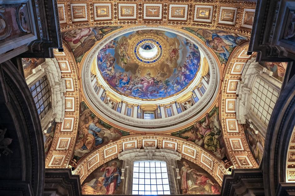 Detail of the Baptismal Chapel Dome, located within Saint Peter s Basilica in Vatican City, the papal enclave in Rome, U