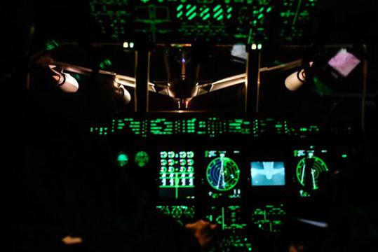 Pilots from the 9th Special Operations Squadron command an MC-130J Commando II while it is refueled by a KC-135 Stratotanker during Emerald Warrior/Trident at Naval Air Station North Island, Calif., January 23, 2019. Emerald Warrior/Trident is the largest