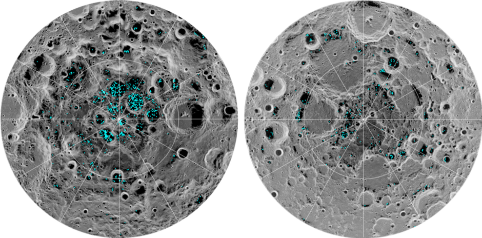 Mjesta na kojima se na Mjesecu nalazi led u kraterima | Author: NASA