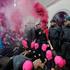 Pussy Riot protests outside the Russian Pavilion at the Venice Biennale
