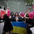 Pussy Riot protests outside the Russian Pavilion at the Venice Biennale