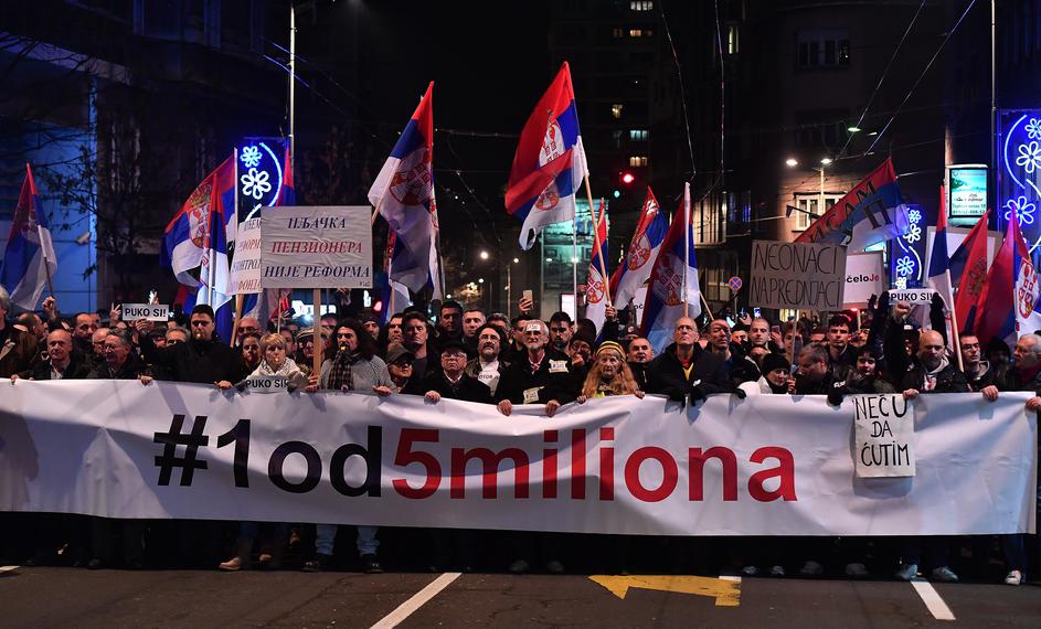 Protest u Beogradu "Jedan od pet miliona" protiv A. Vučića
