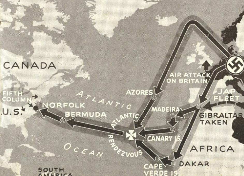 Karte mogućih scenarija napada Hitlera na SAD