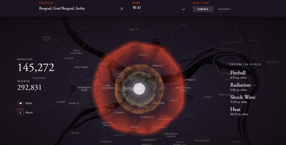 Nuklearna eksplozija Beograd | Author: Screenshot/outrider.org