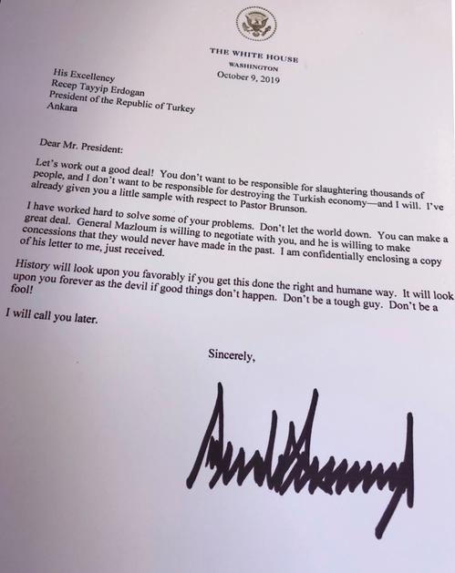 Trumpovo pismo Erdoganu