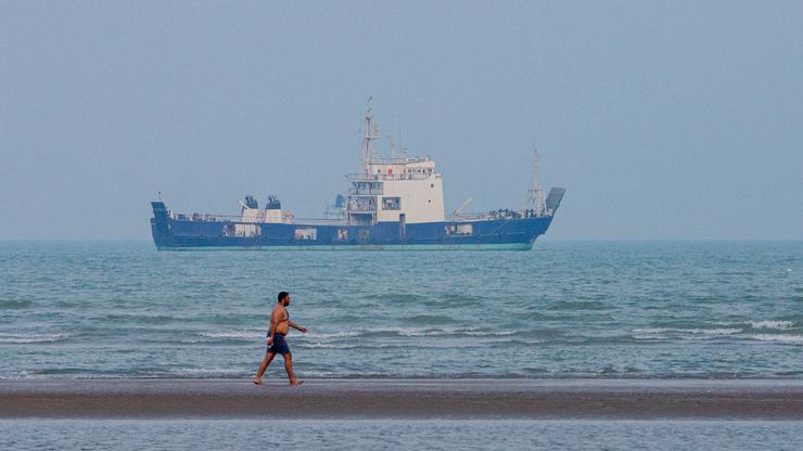 Ships and Cargo Are Anchored Off the Coast of Bandar Abbas - Iran