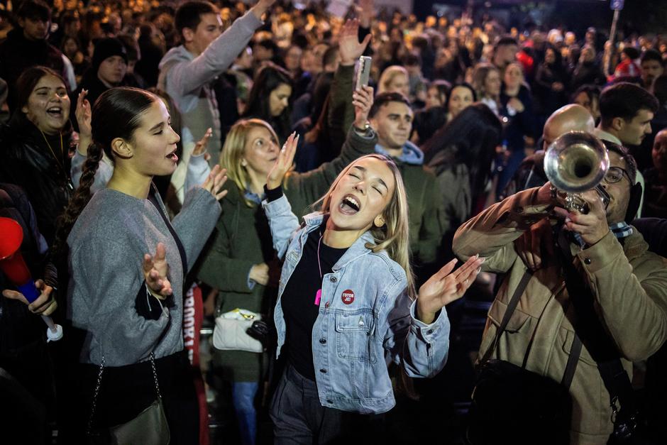People celebrate the victory of the Student List in Belgrade | Author: Profimedia