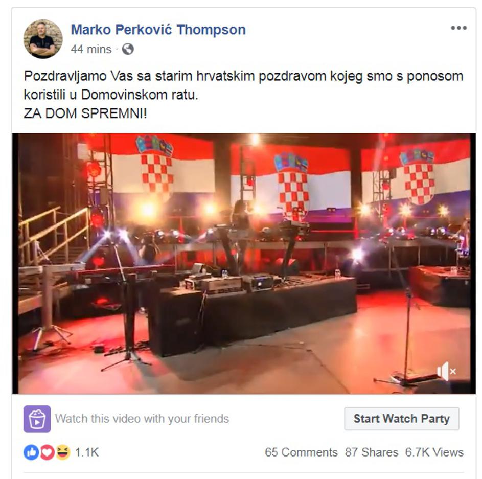Facebook profil Marka Perkovića Thompsona