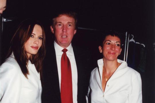 EXCLUSIVE: Donald Trump And Melania Trump Pose With Ghislaine Maxwell At Anand Jon Fashion Show On September 18, 2000 In New York City.