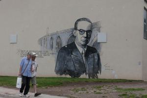 BOSNIA AND HERZEGOVINA / Visegrad / Graffiti of Yugoslav writer Ivo Andrić, Nobel prize winning author in Visegrad. © Jasmin Brutus / Anzenberger