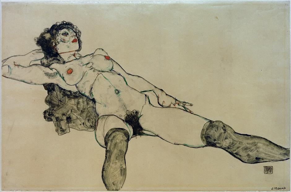 E. Schiele, Liegender weibl. Akt mit gespreizten Beinen, 1914 | Author: 