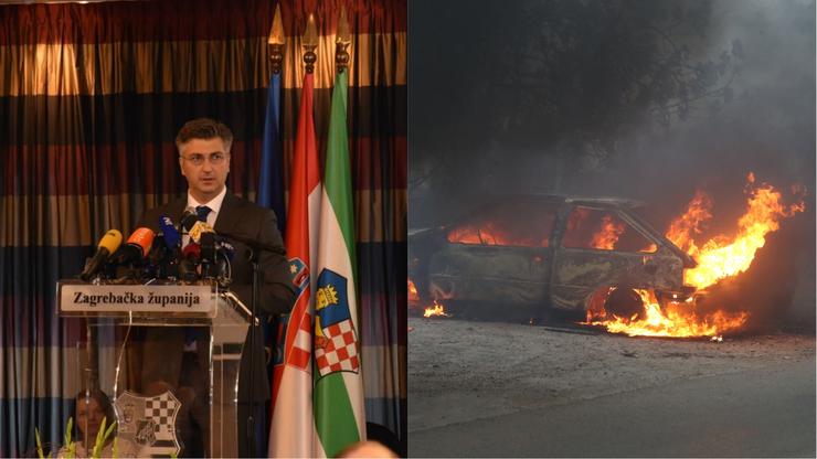 Kolaž Plenković - požar Žrnovnica